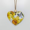 Daffodils clay heart hanging decoration, spring decoration, Mothers day gift 