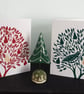 Lino Cut Christmas Cards - Pack of 2 - Partridge in a Pear Tree - Hand printed 