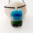 Fused Glass Pendant Necklace, Seascape