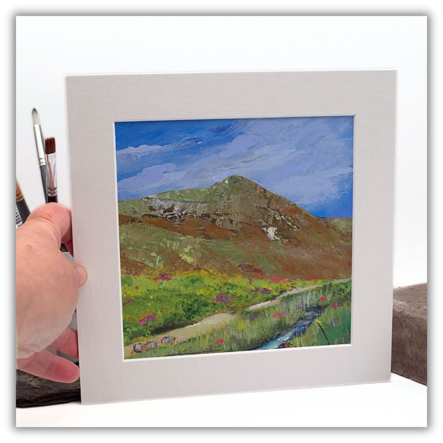 A mounted original painting - Scottish mountain - Ben Wyvis - Northern Scotland