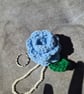 Handmade Crochet Flower Keychain – Blue Bloom Bag Charm