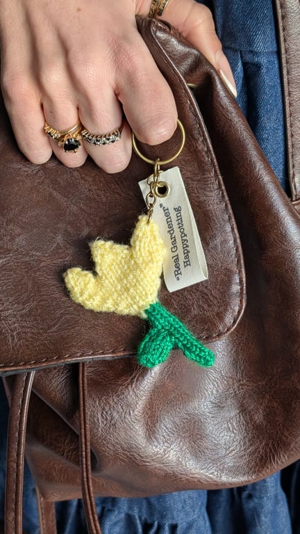 Happypotting 'Real Gardener' Handmade Tulip Keyring Gift Set - YELLOW