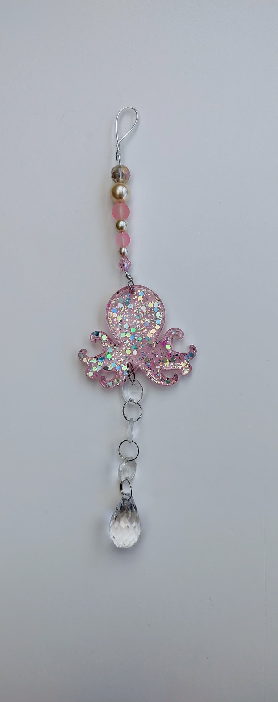 Sparkly Resin Sun Catcher Decoration - Octopus