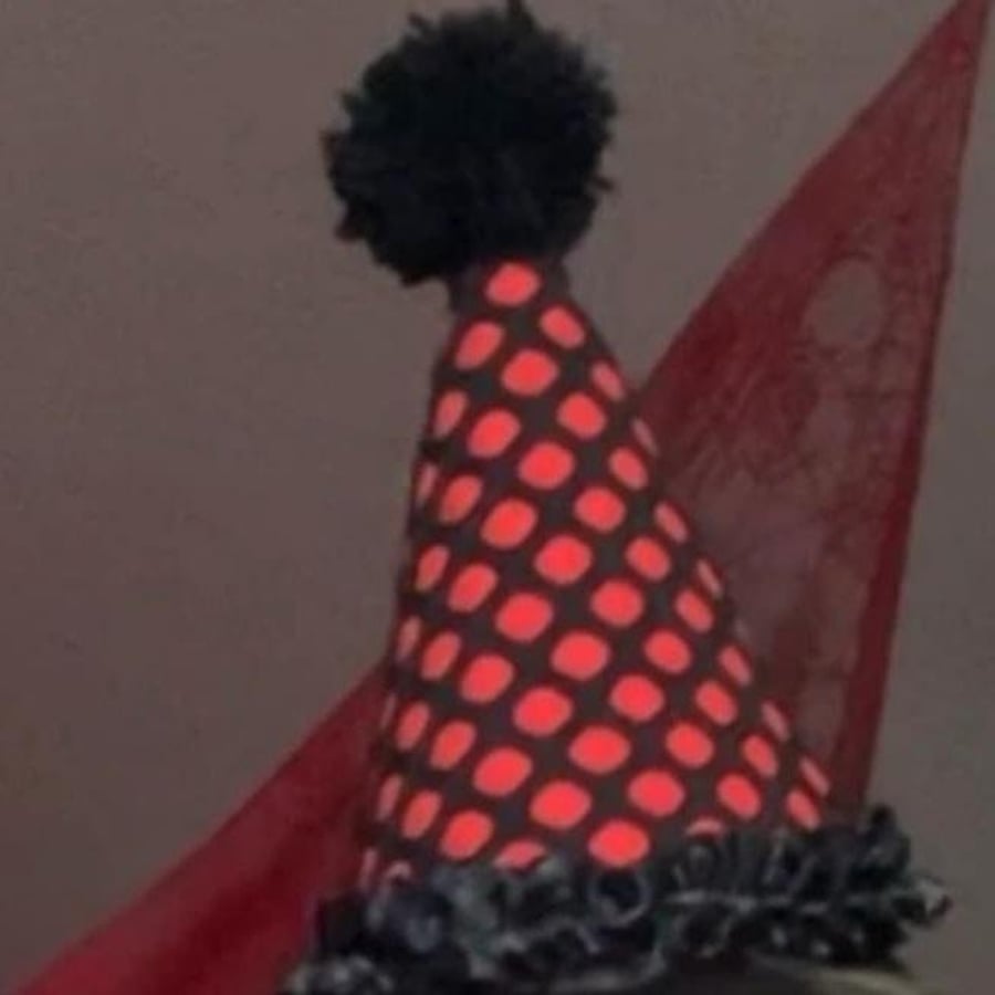 Handmade Black and Red Clown Hat 