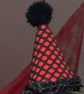 Handmade Black and Red Clown Hat 