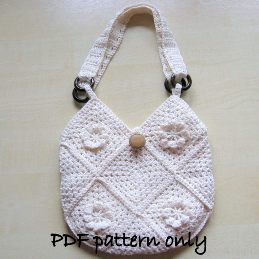 Crochet pattern. . Crochet bag tutorial. Lined crochet cotton bag. Purse.