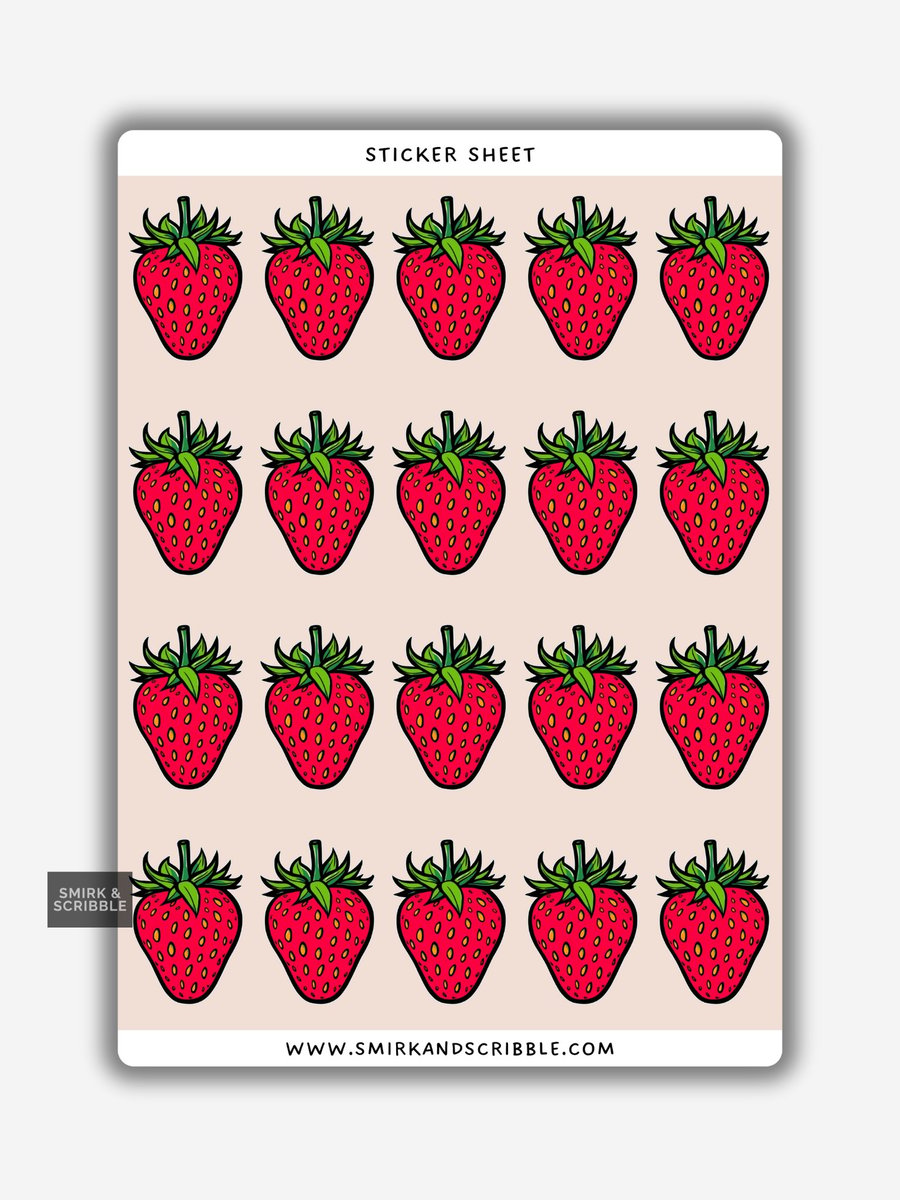 Funny Vinyl Sticker Sheet For Adults - Strawberry Fruit