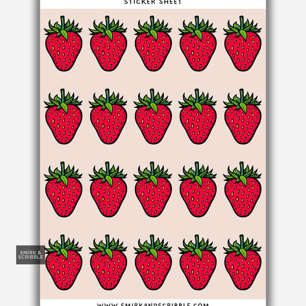 Funny Vinyl Sticker Sheet For Adults - Strawberry Fruit