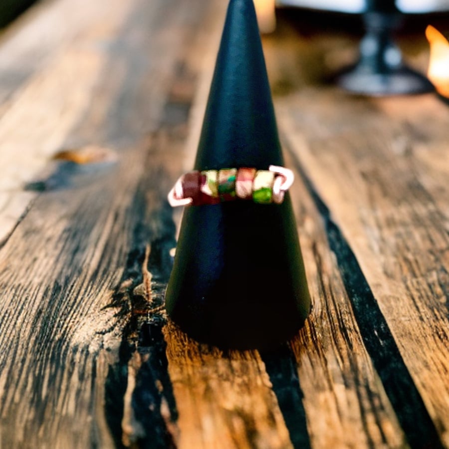 Jasper Ring Size  K Rose Gold Plate on Solid Copper Made to Order