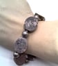 Black Grey Marbled Oval Stone and Gunmetal Spacer Men's Bracelet, Men's Bracelet - Image 8