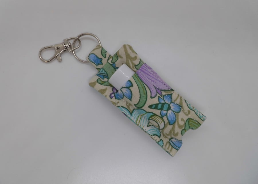 SOLD Key ring lip balm holder in William Morris fabric 