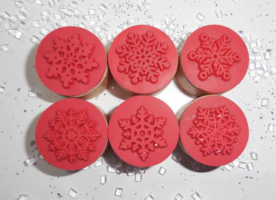 Snowflake stampers rubber face ink paint stamps