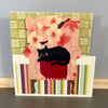 Greetings Card - Black Cat on Armchair