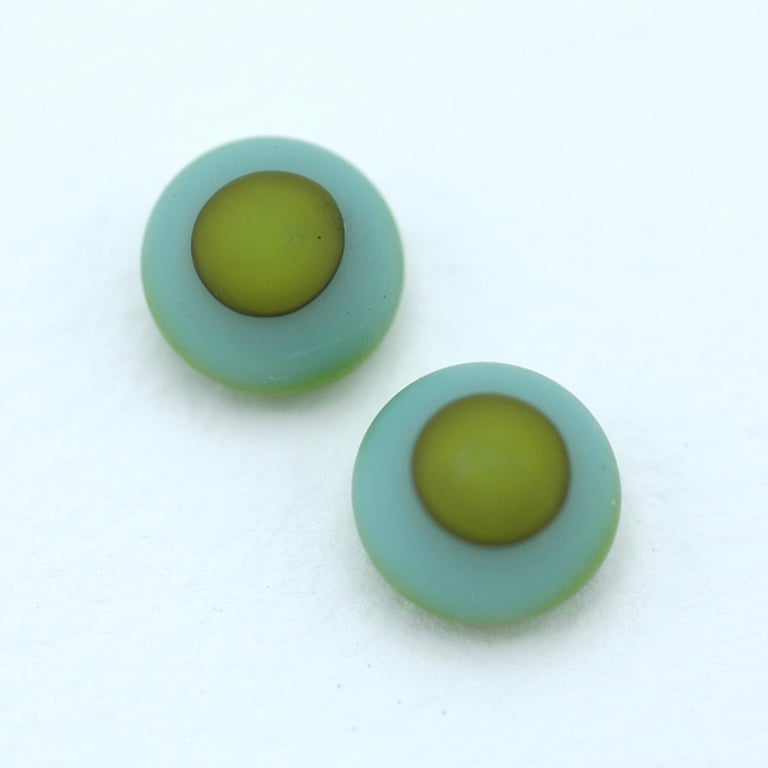 Blue Yellow Matt Glass Stud Earrings