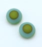 Blue Yellow Matt Glass Stud Earrings - Image 1