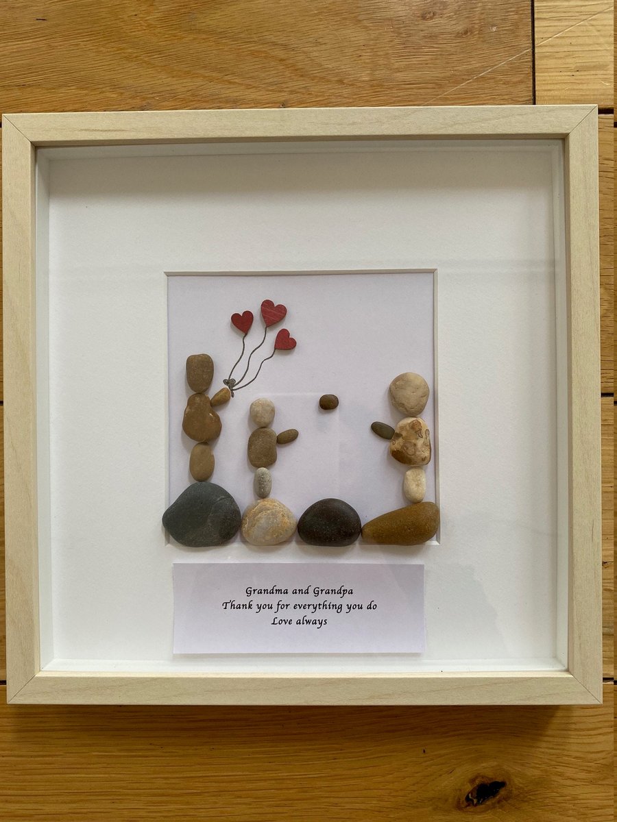 Thank you Grandma and Grandpa Gift, Grandparents Pebble Artwork Frame, Gift for 