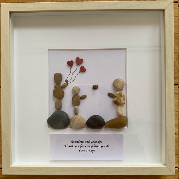 Thank you Grandma and Grandpa Gift, Grandparents Pebble Artwork Frame, Gift for 