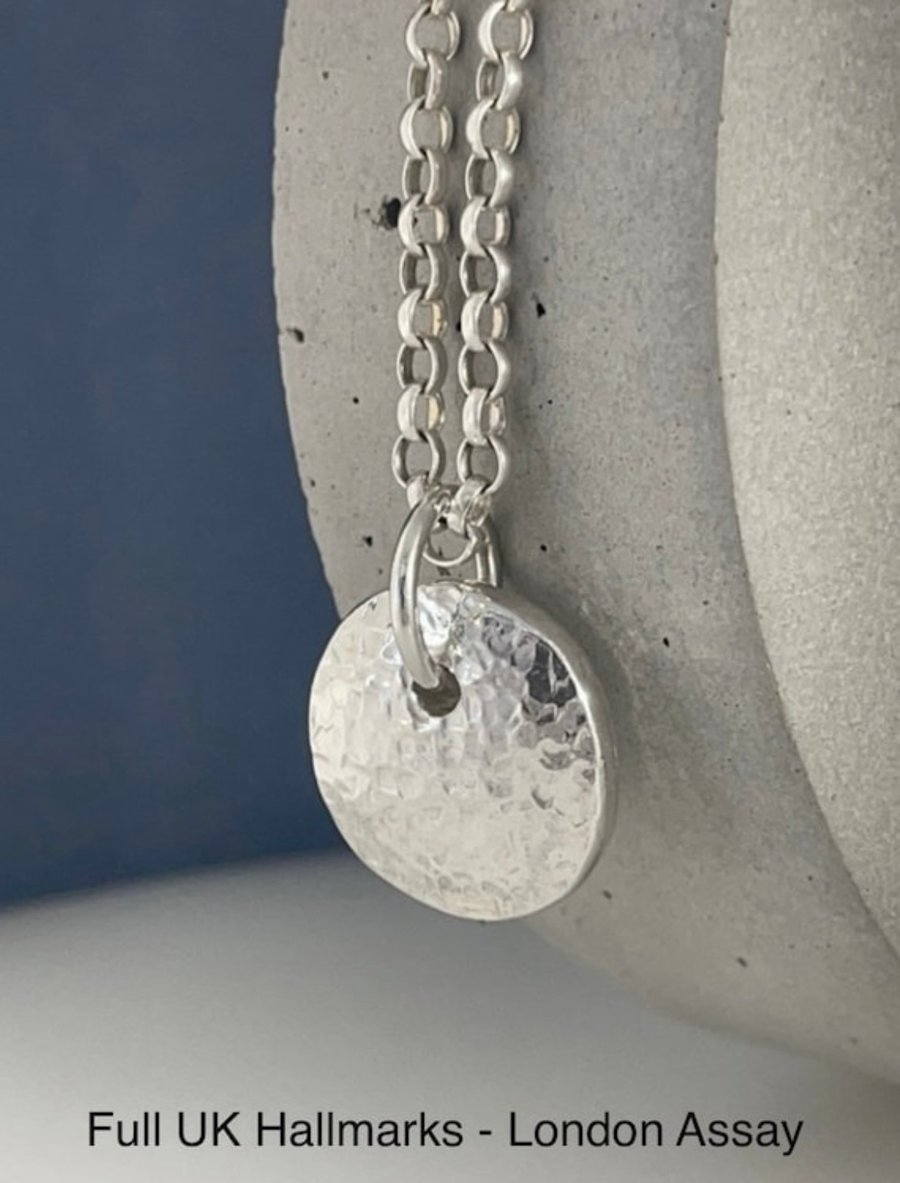 Hammered silver pendant hotsell