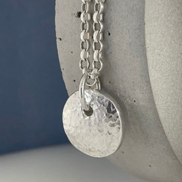 Chunky Sterling Silver Hand forged Pebble Pendant Necklace 16-26 Inches 