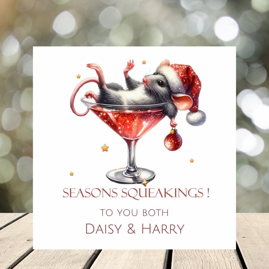 Cute Mouse Christmas Card, Christmas Squeakings