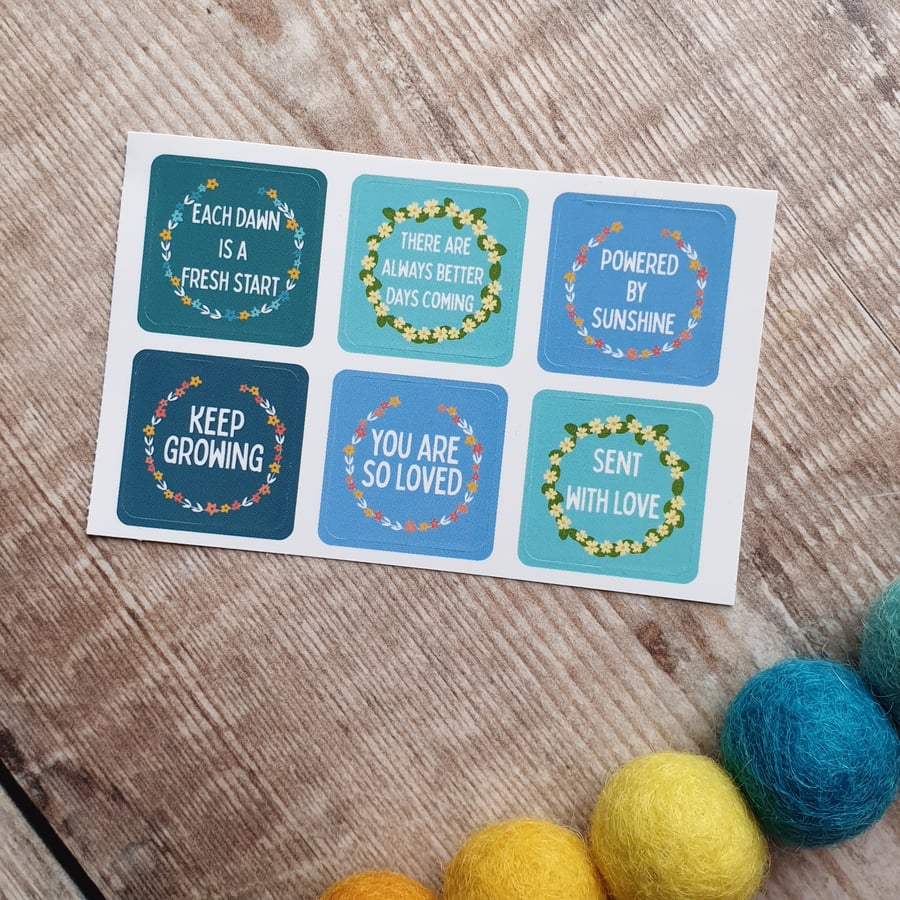 Positive Reminders - Floral Envelope Stickers - Set of 6