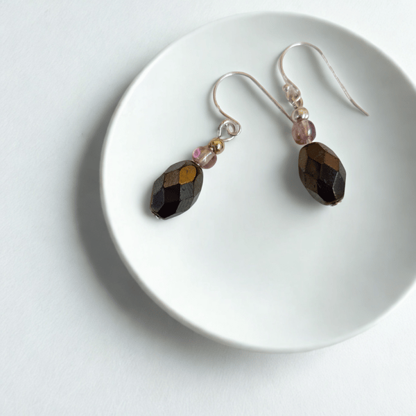 Brown Crystal Drop Earrings 