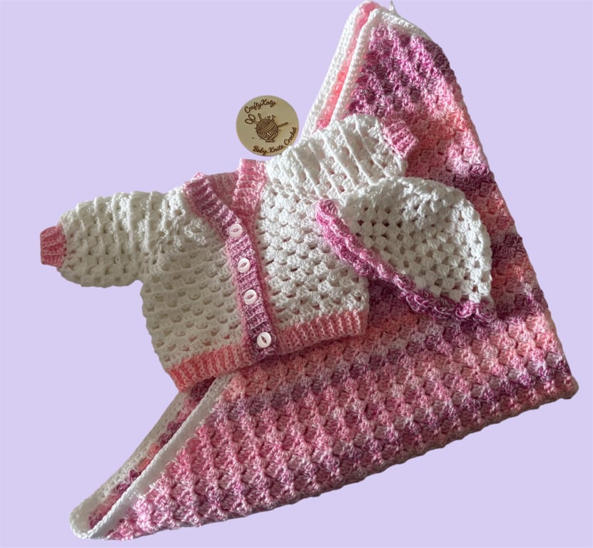 Baby Set - Blanket, Cardigan & Hat 