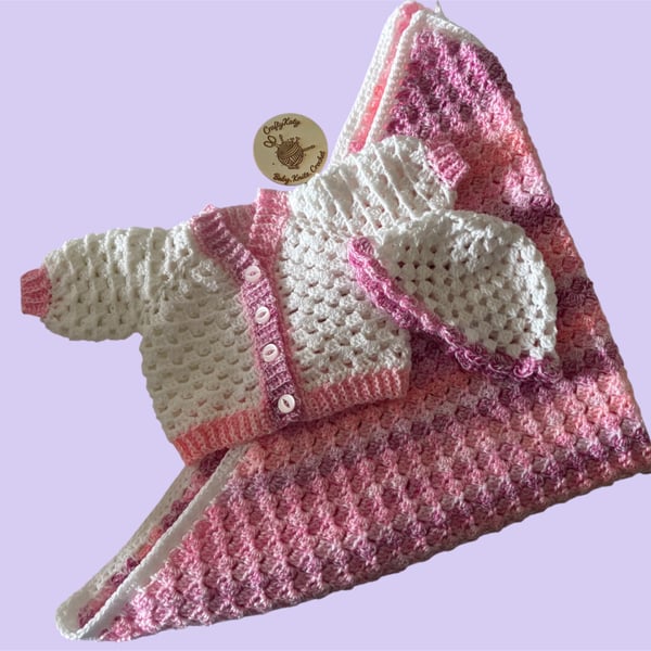 Baby Set - Blanket, Cardigan & Hat 