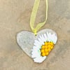 Fusedglass hanging daisy heart 