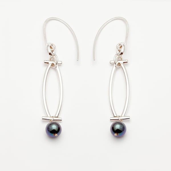 Sofia by Fedha - statement sterling silver and black pearl earrings