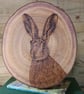 Pyrography Hare wood slice hanging decoration - Image 1