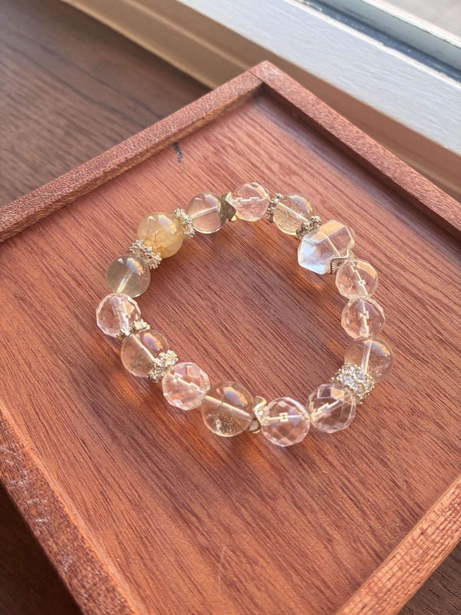 Green Phantom Quartz & Clear Quartz Bracelet