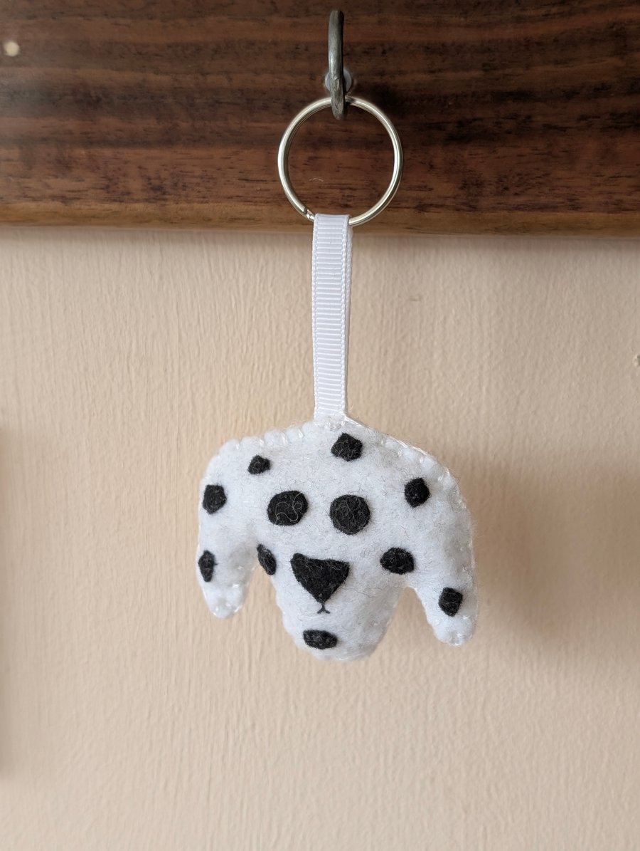 Handmade felt Dalmatian dog keyring 