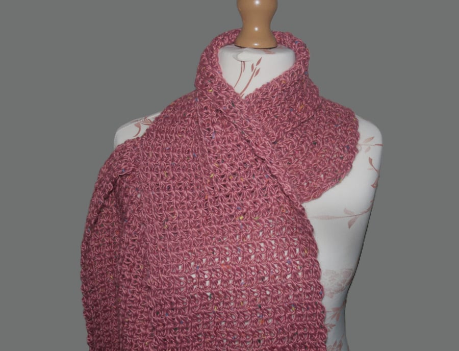 Pretty Pink Crochet Scarf