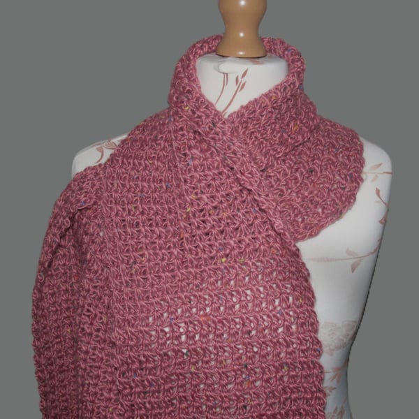 Pretty Pink Crochet Scarf
