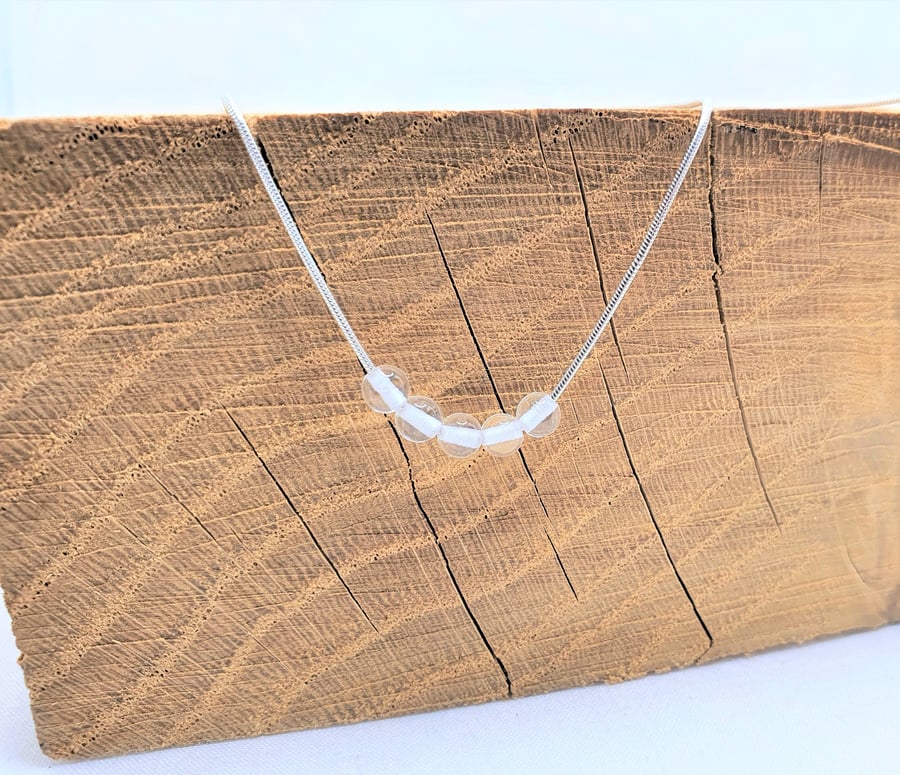 Clear Quartz and Sterling Silver Choker, Rock Crystal Necklace