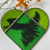 Stained Glass Hare Heart Suncatcher 