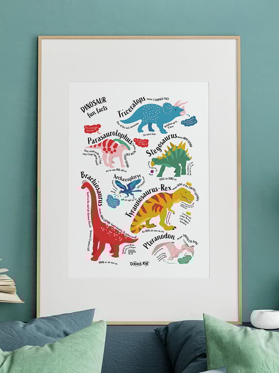 Dinosaur fun facts, A4 educational poster