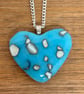 Fused Glass Heart Blue & White Pendant