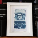 Cyanotype Detail of St.Mungo's Church Glasgow in 6 x 8inch White Frame