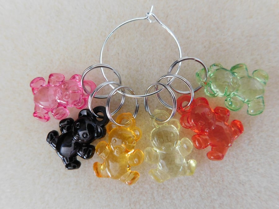 Knitting Stitch Markers Teddy Teddies Set of 6