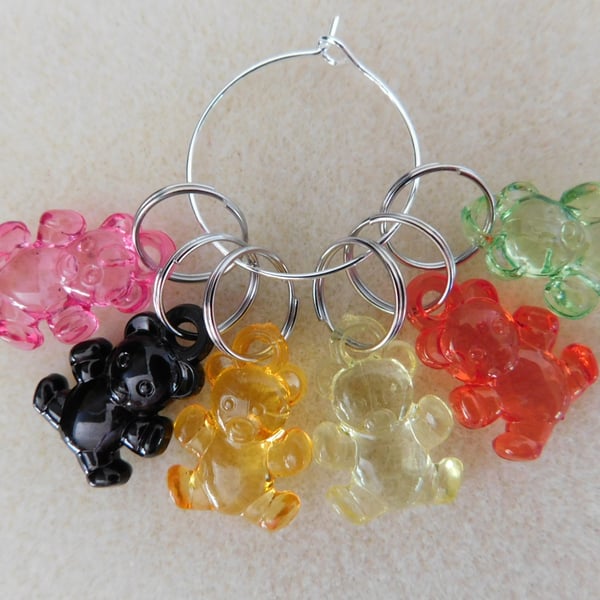 Knitting Stitch Markers Teddy Teddies Set of 6