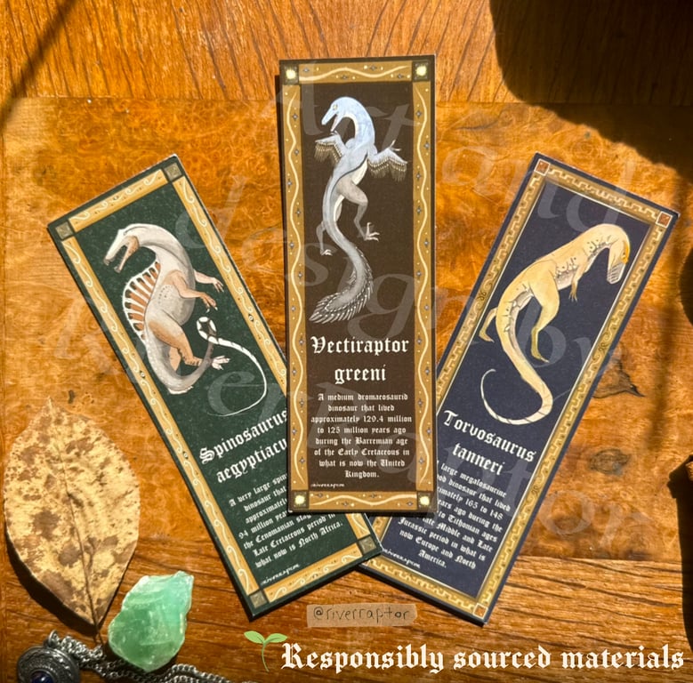 FULL-SET DINOSAUR BOOKMARKS! - Medieval-themed prehistory