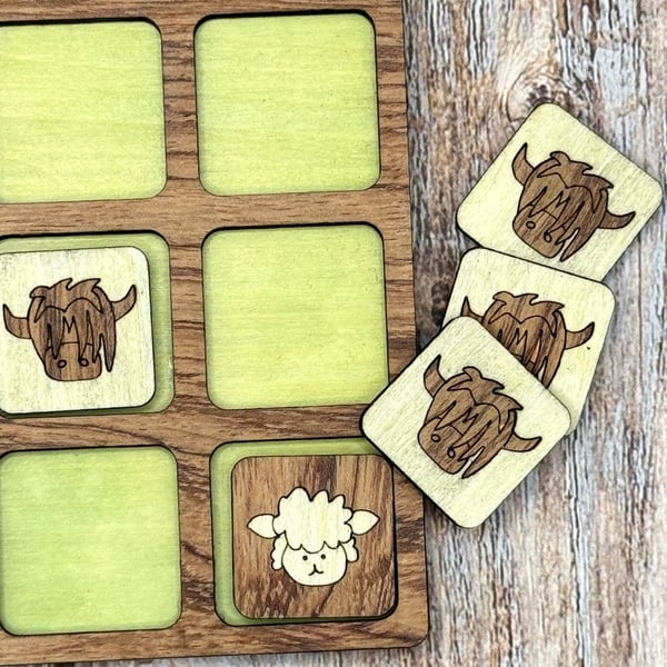 Wooden Tic Tac Toe - Coo V Sheep