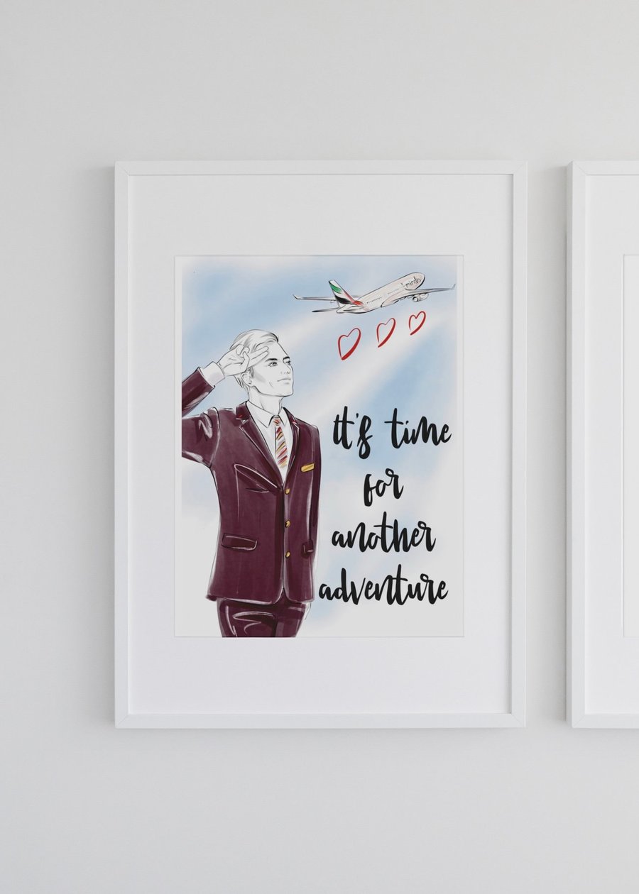Emirates Male Cabin Crew Poster Flight Attendant Gift Travel Poster