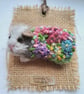 Guinea Pig Brooch Felted and Embroidered
