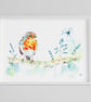 The Faithful Robin watercolour print, bird painting, ink drawing - Image 8