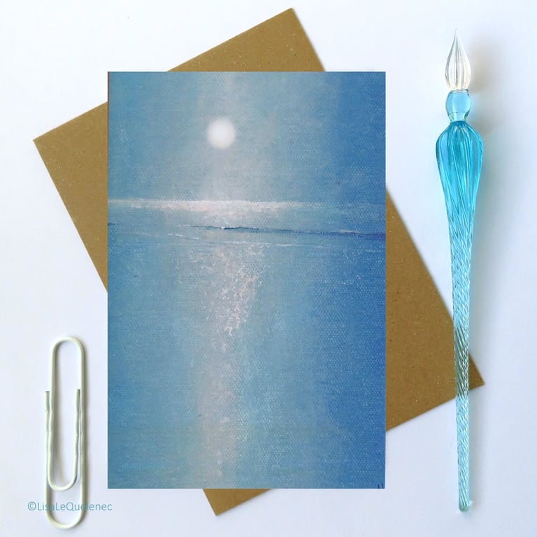 moon over the sea blank card repro from an original painting cello free