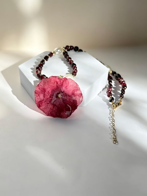 Sacred Crimson Poppy Necklace