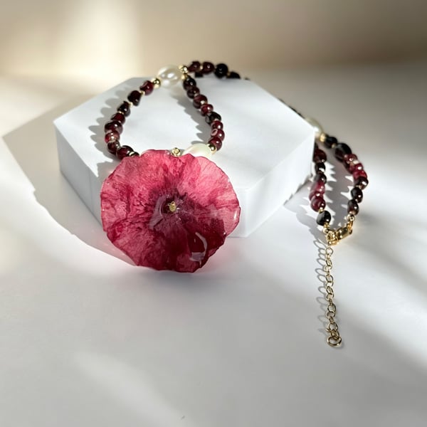 Sacred Crimson Poppy Necklace